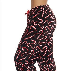 Fuzzy Black Candy Cane Pajamas